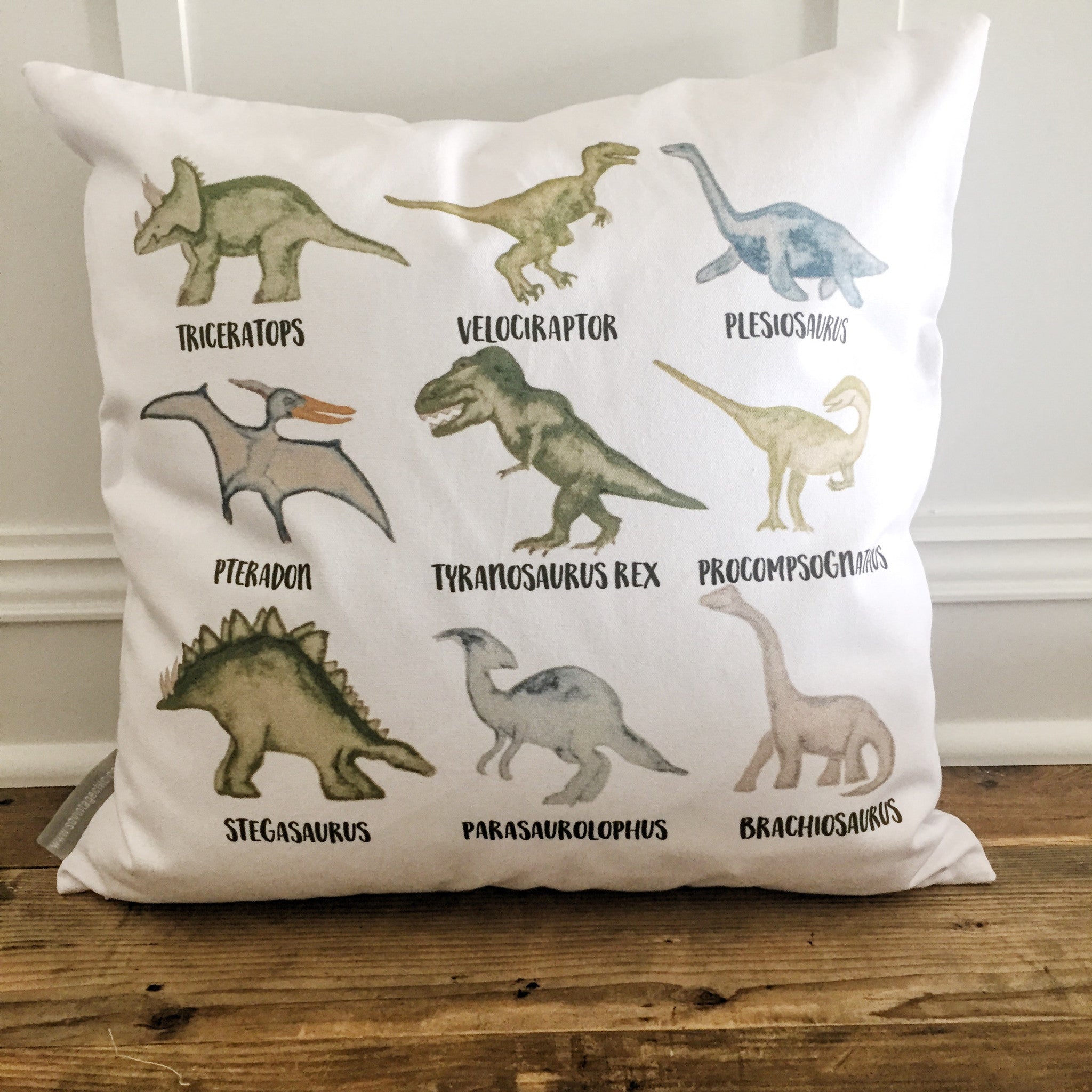 Dinosaur Pillow Cover Linen And Ivory