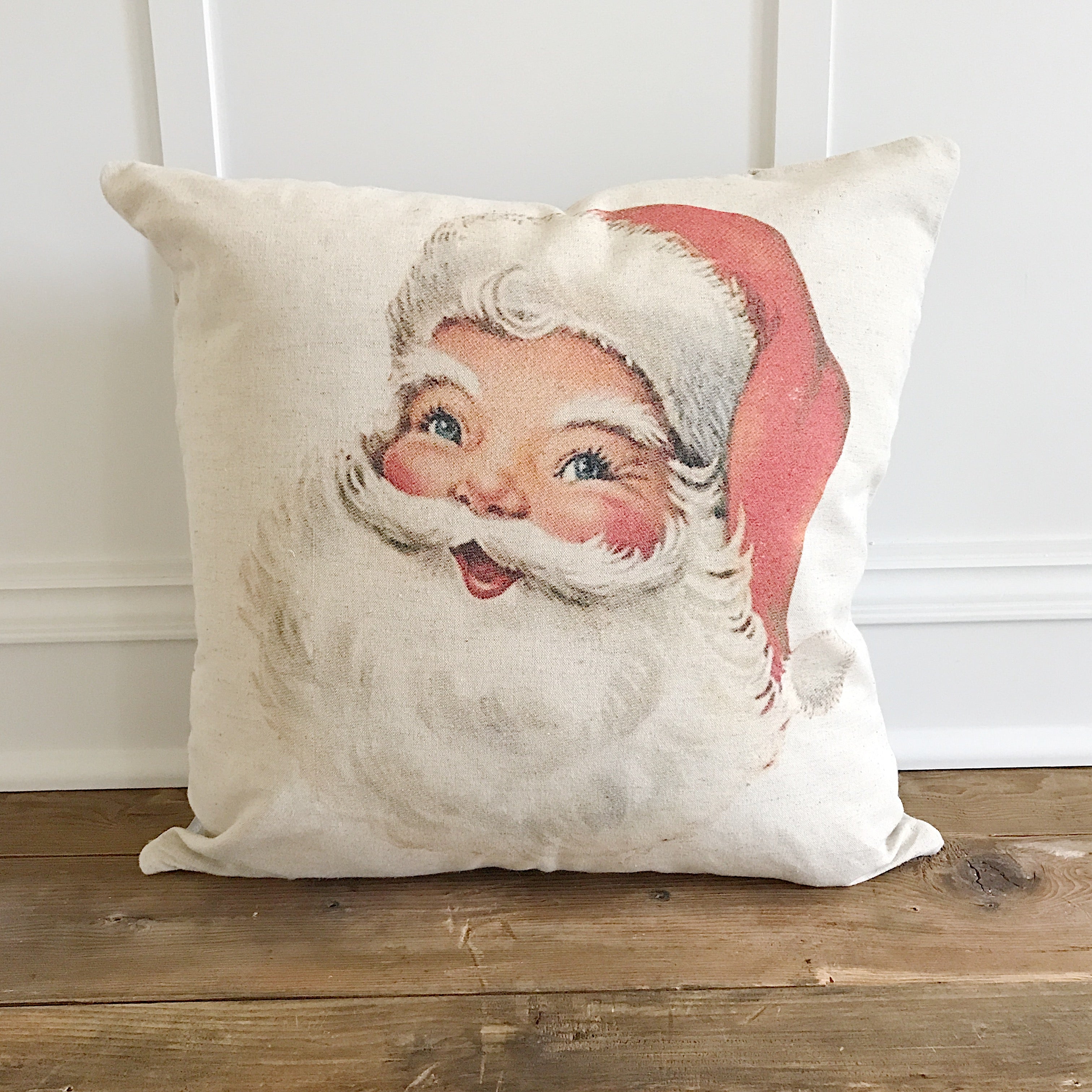 Vintage Santa Pillow Cover - Linen and 