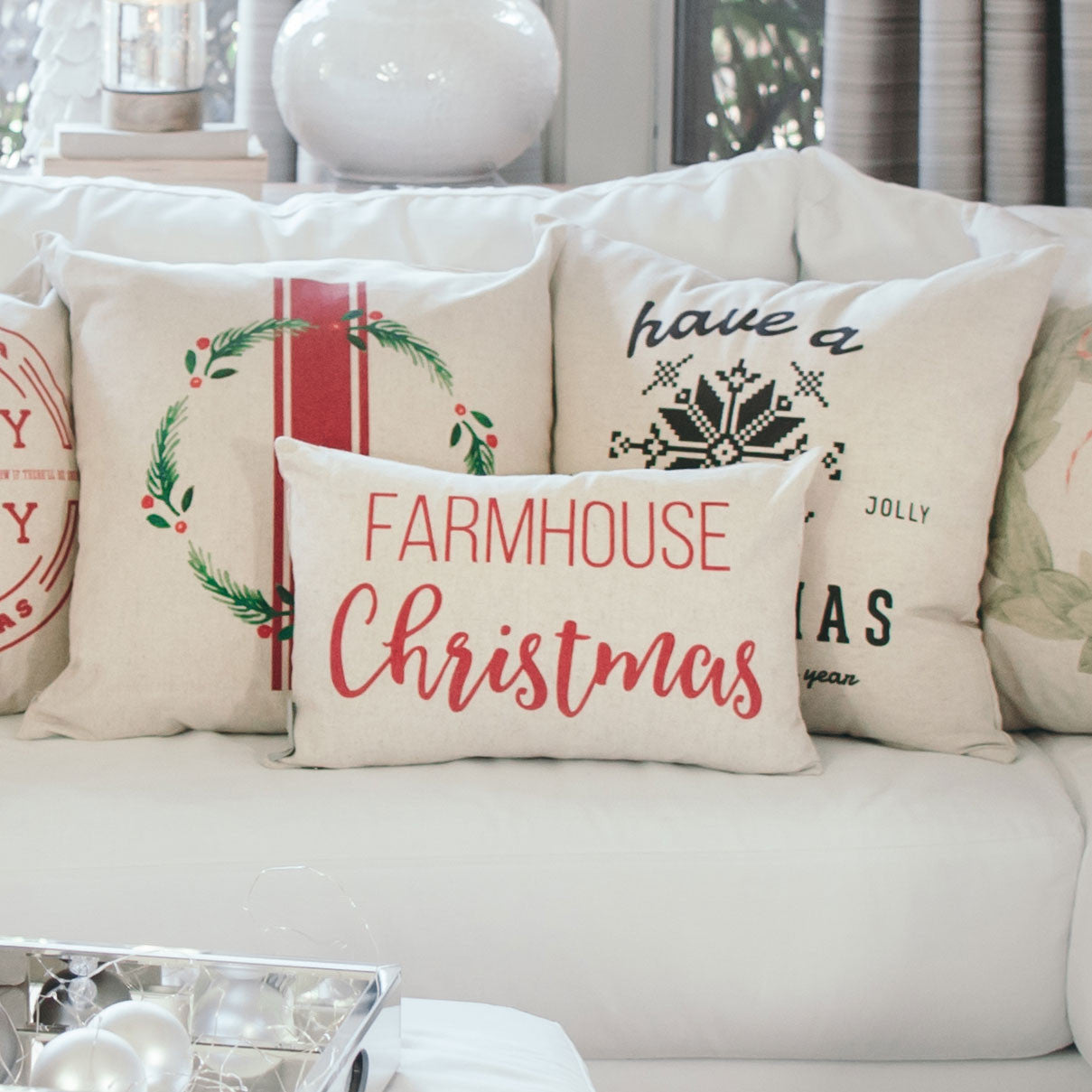 farmhouse christmas pillows