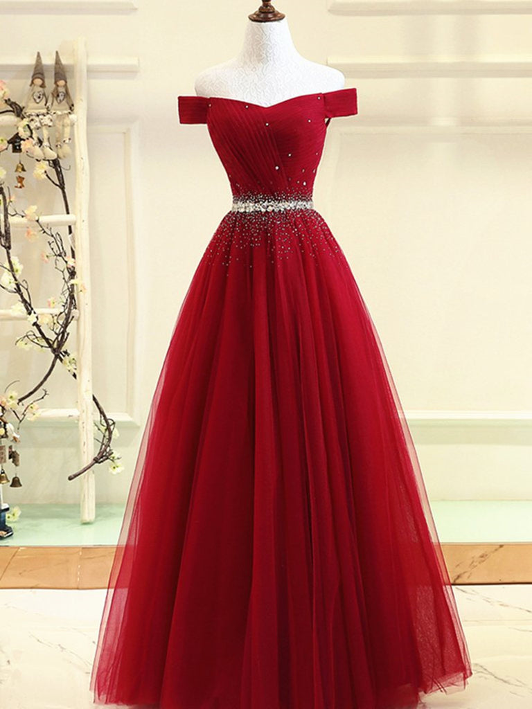 red and blue formal dress