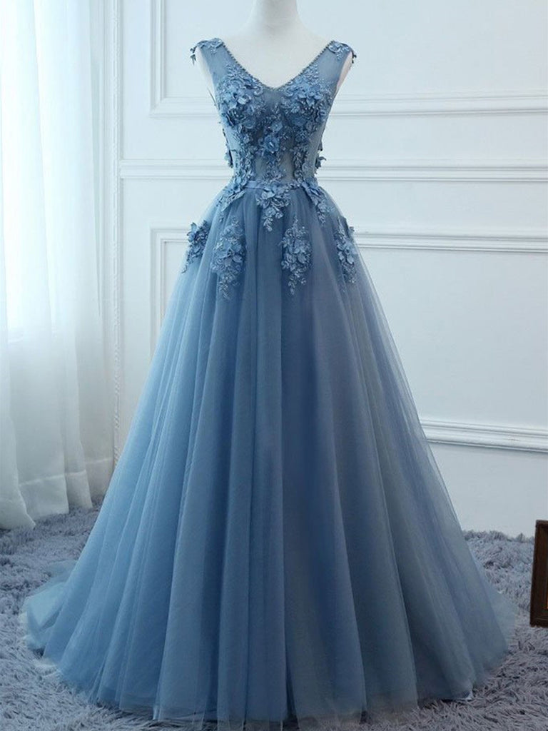 blue lace formal dress