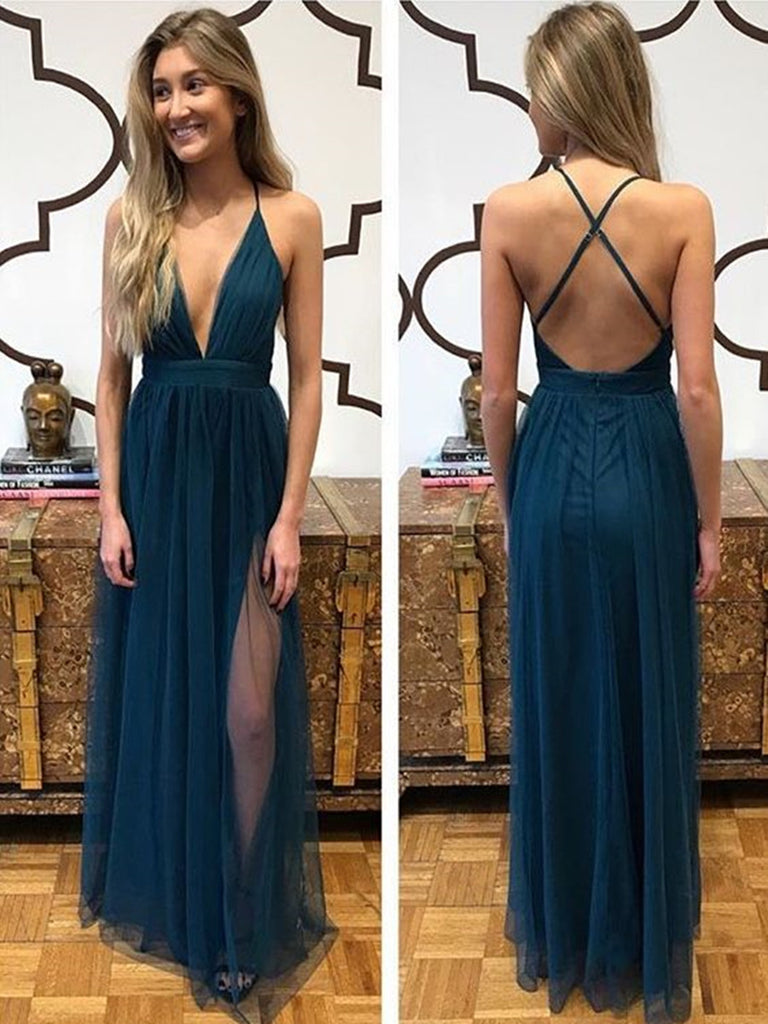 backless a line dress