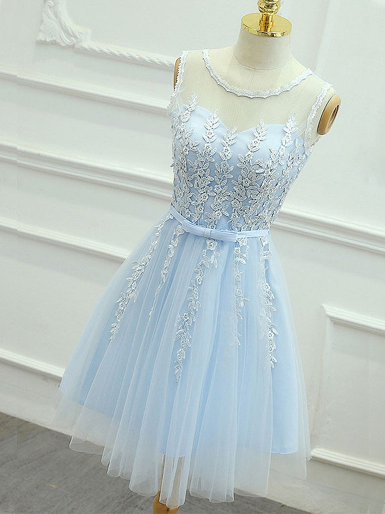 light blue formal dresses short