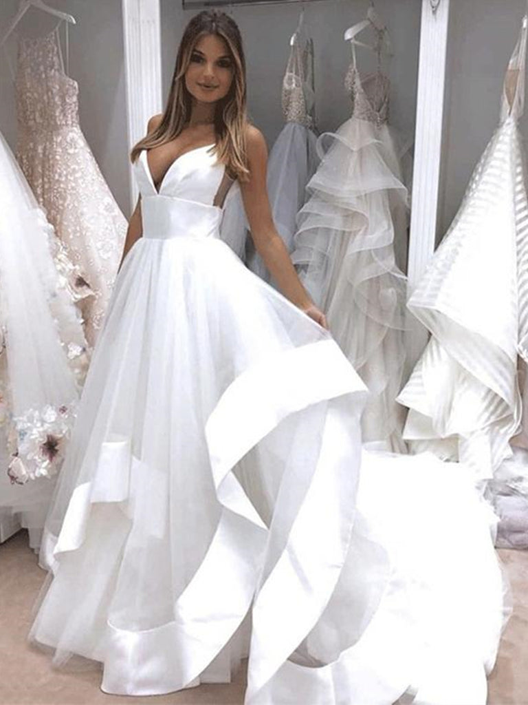 white wedding evening dress