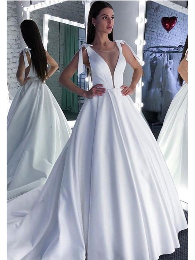 white prom dress with train