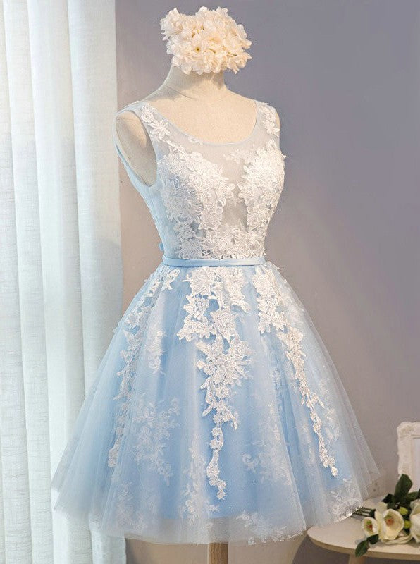 blue and white formal dress