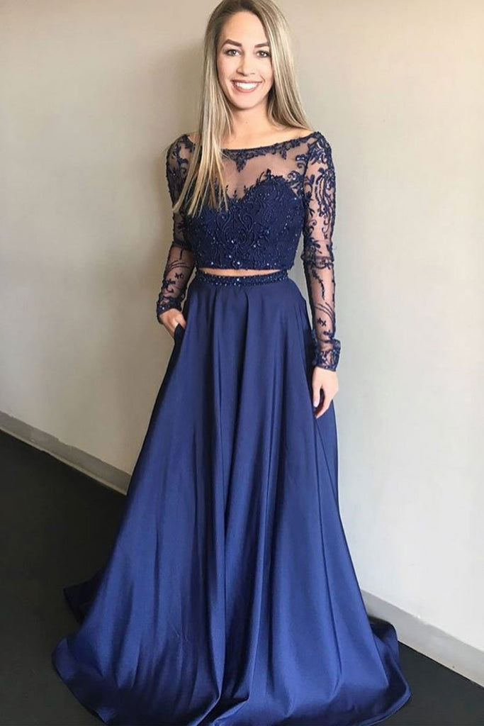 long sleeve navy blue bridesmaid dresses