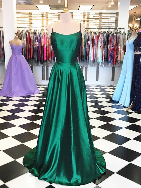Dark Green Backless Prom Dresses, Emerald Green Backless Formal Gradua ...