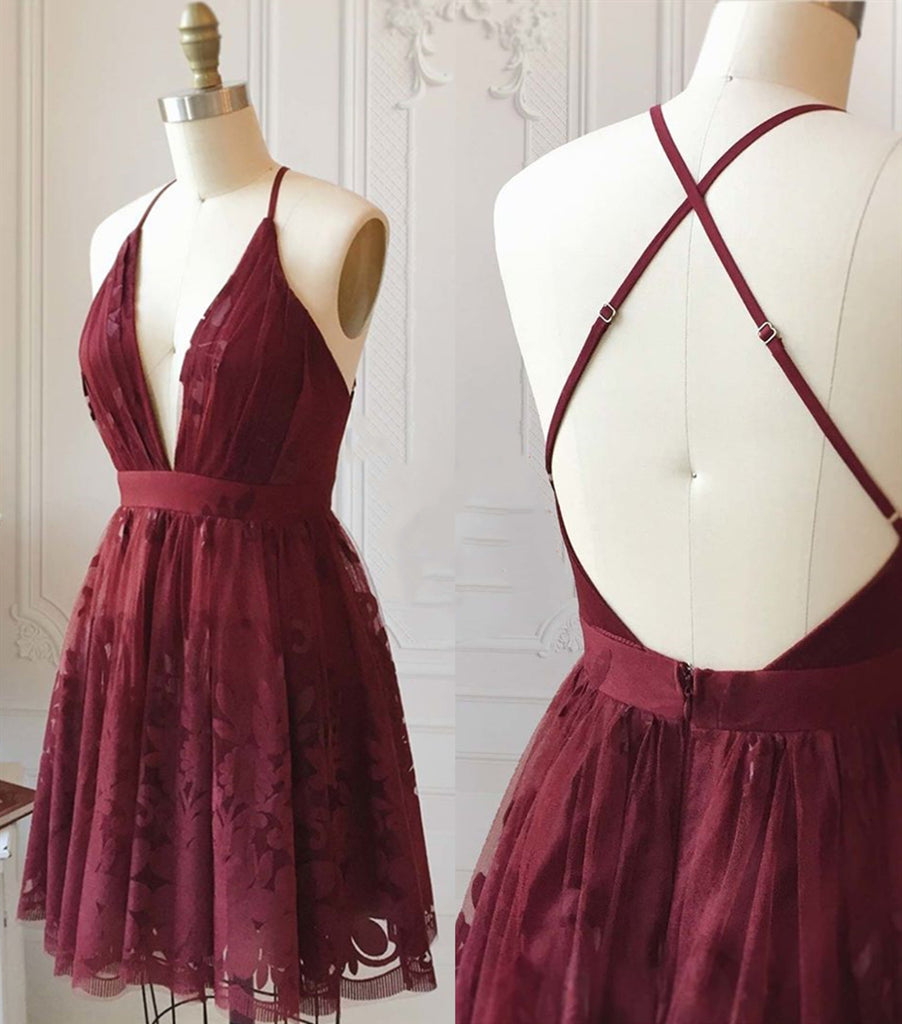 Short Maroon Lace Dress Clearance Sale ...