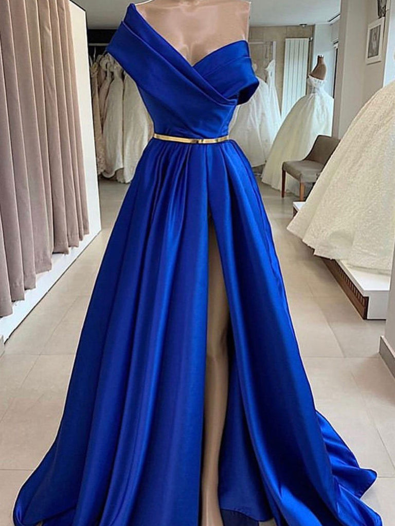 cobalt blue one shoulder dress