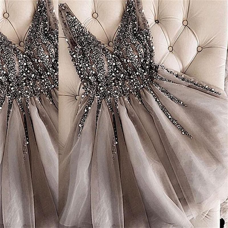 short gray prom dresses