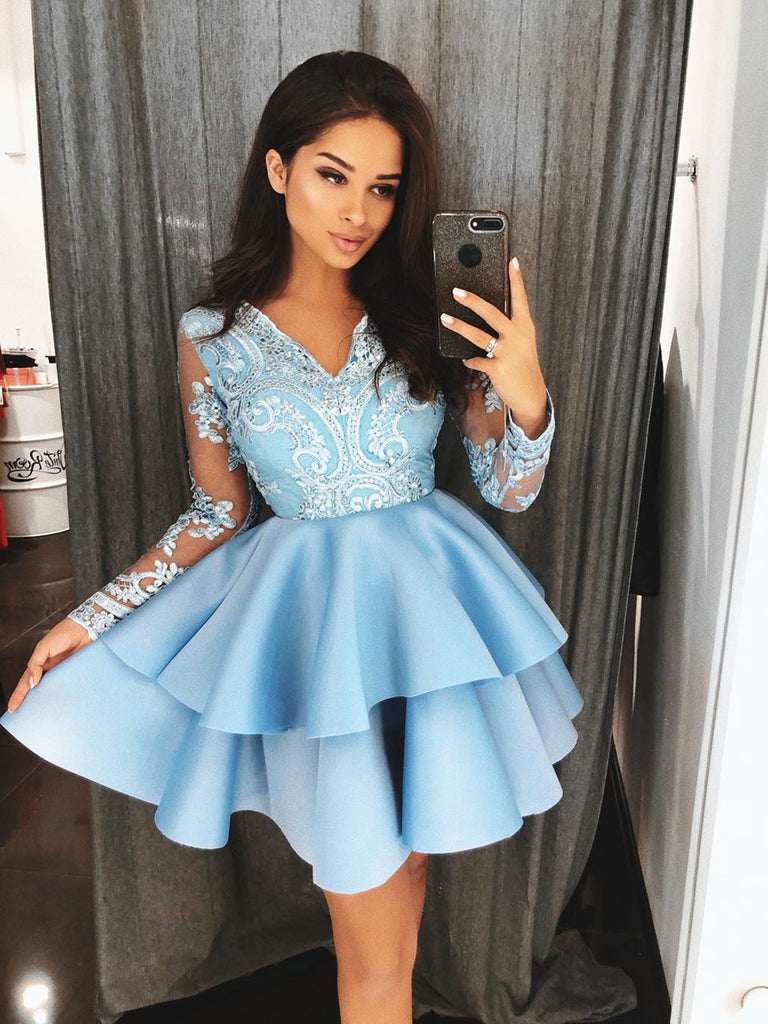 long sleeve formal dresses short