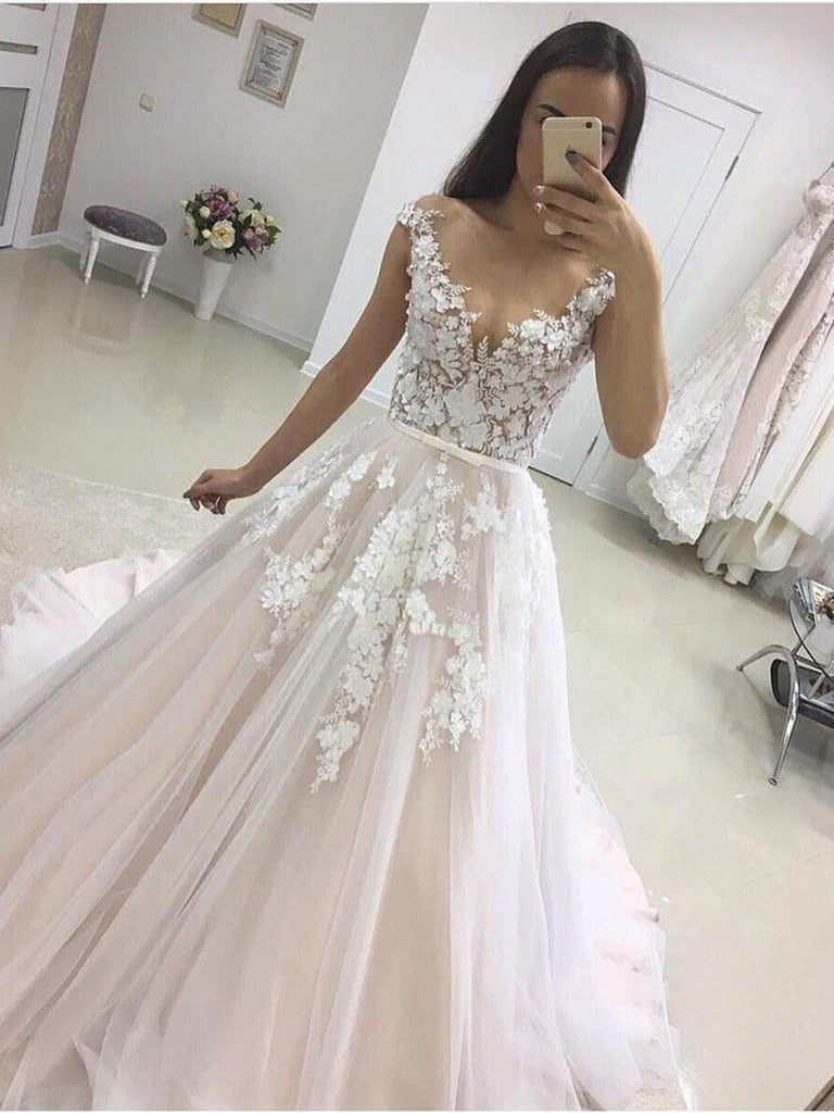 Round Neck Long Sleeve Lace Zipper Mermaid Wedding Gown 