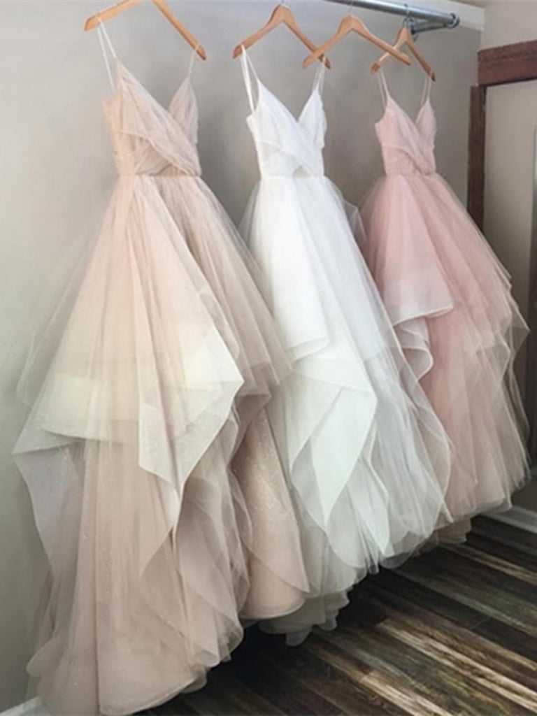 pink and white formal dresses