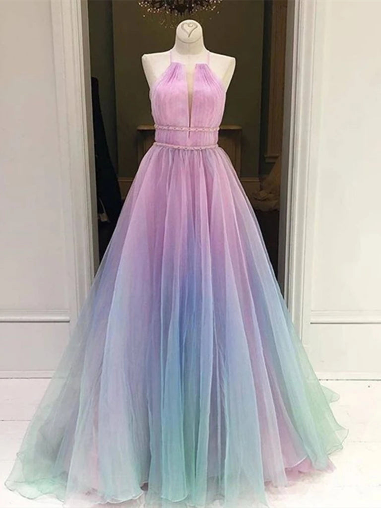 multi colored prom dress