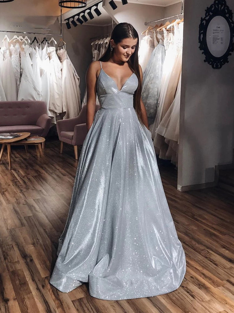 silver gray evening dresses