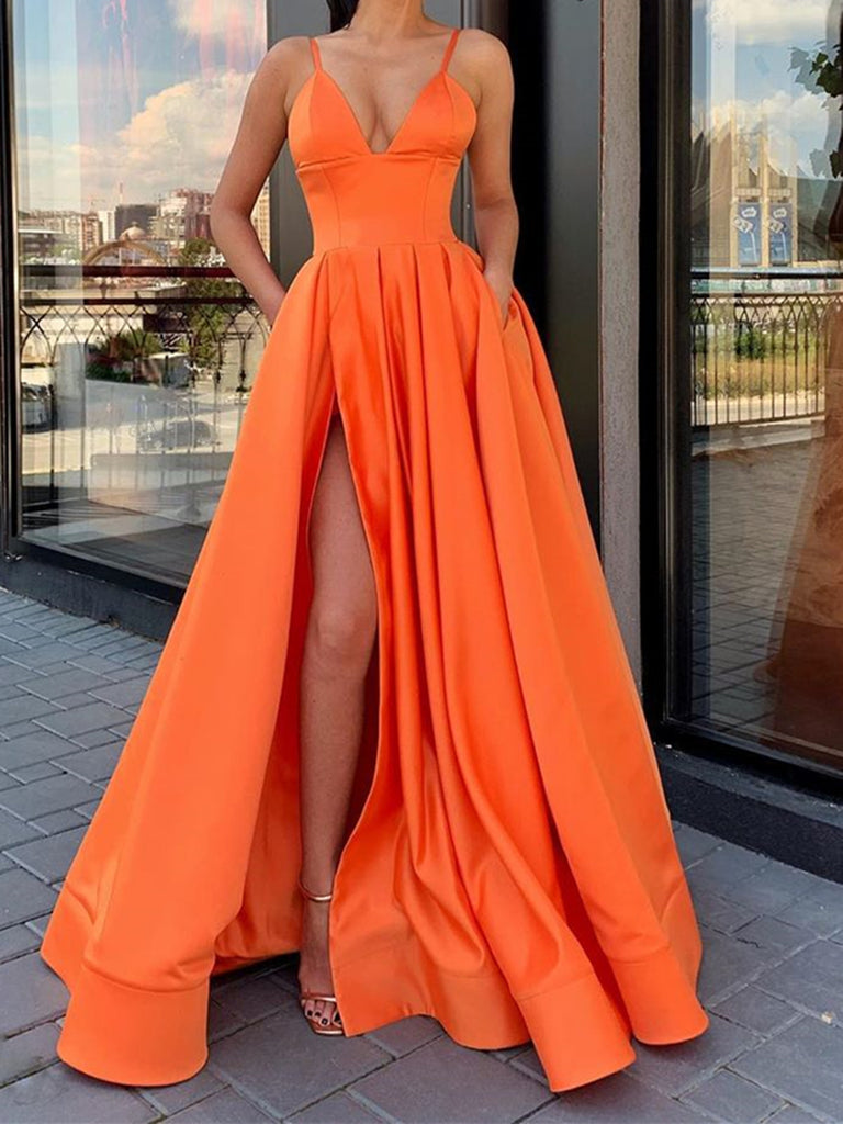 an orange dress