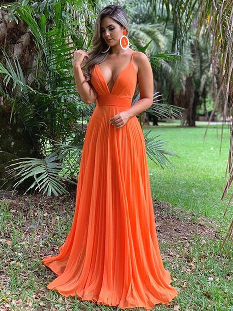 red orange color dress