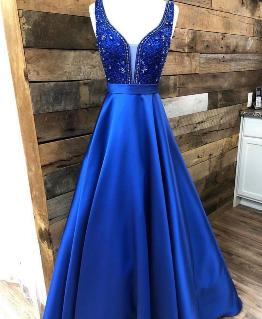 royal blue beaded dress