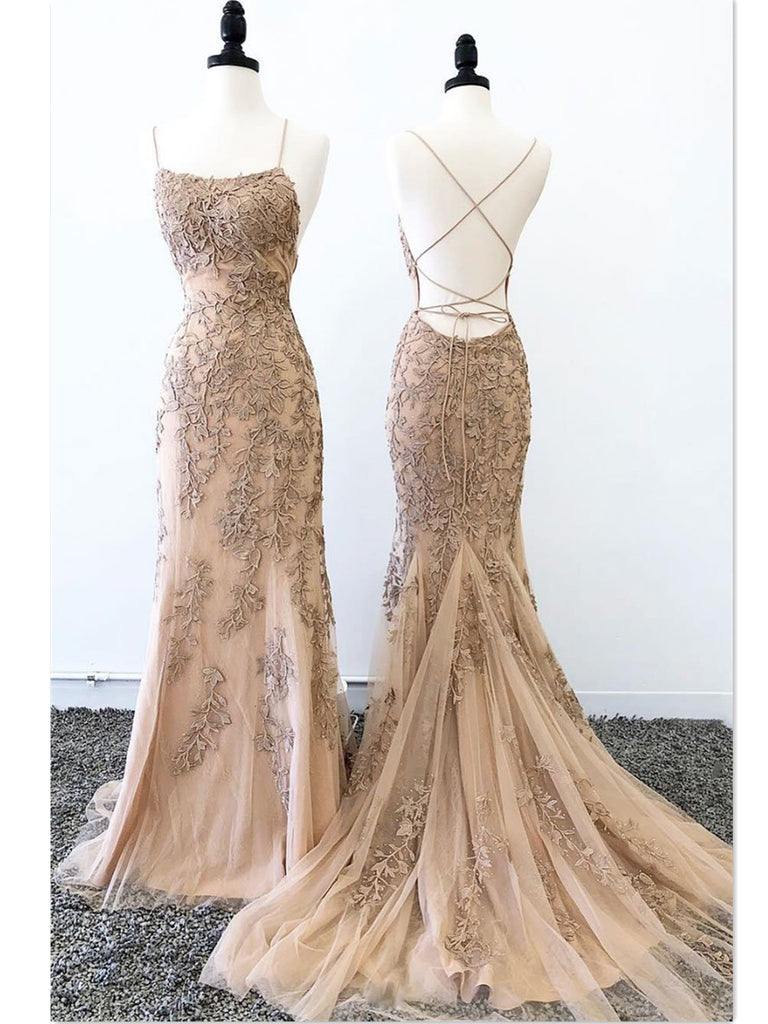 champagne backless dress