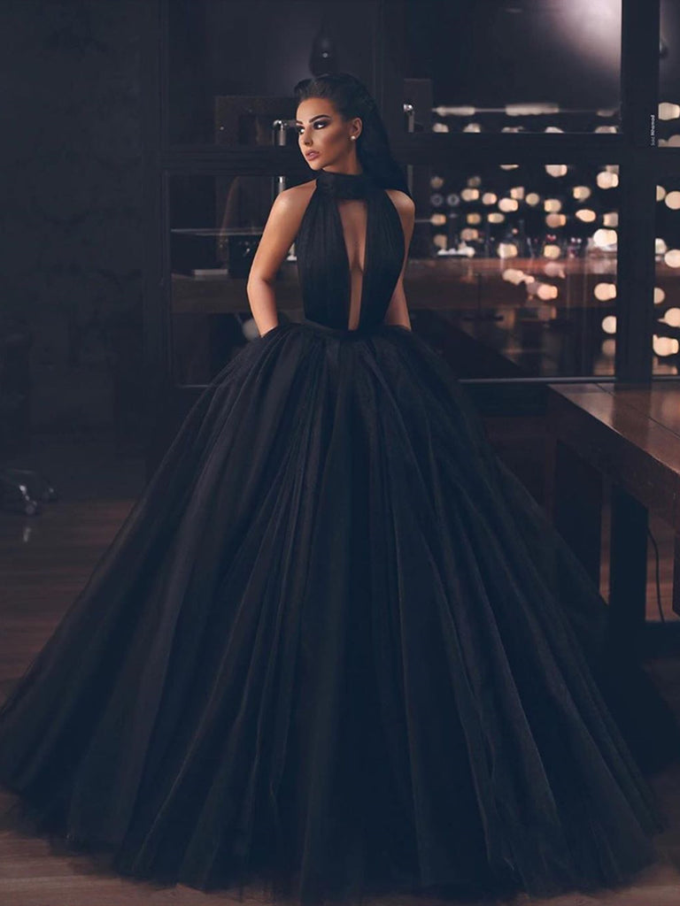 black floor length dresses