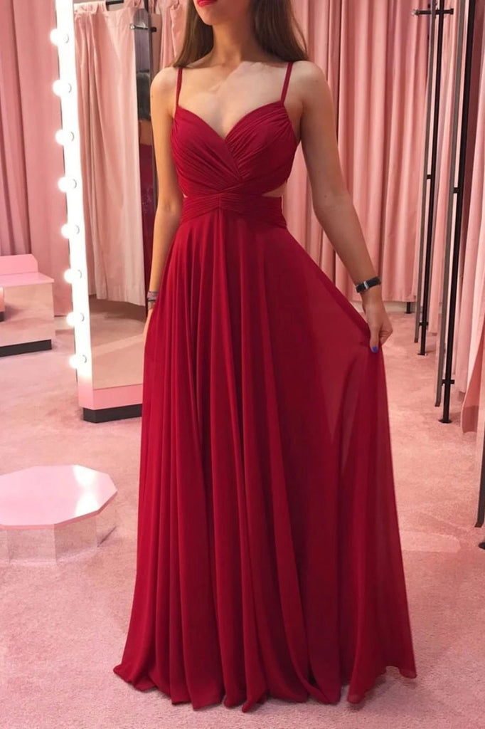 wine red long dress