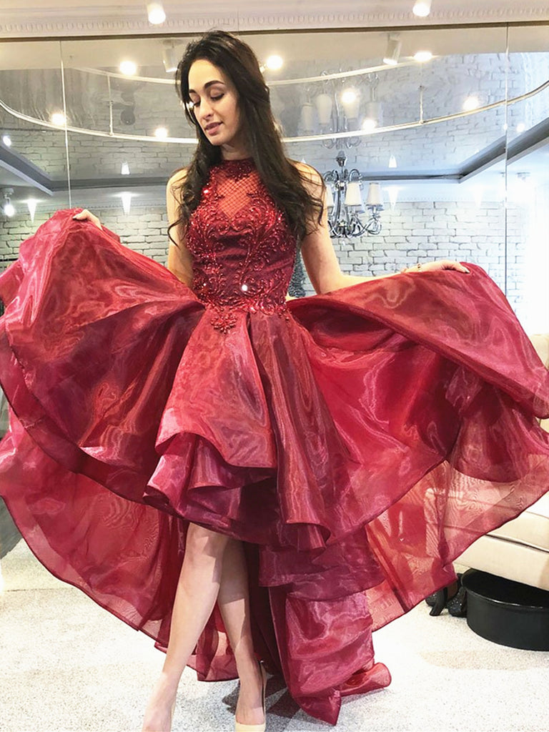 red burgundy prom dress