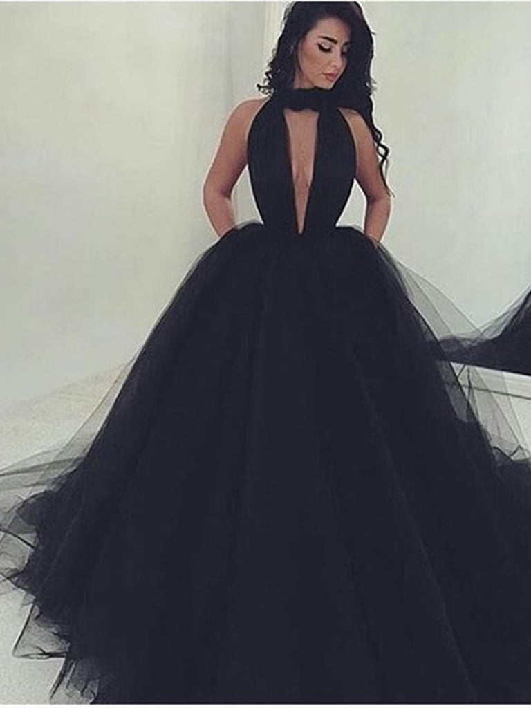 black form fitting prom dress