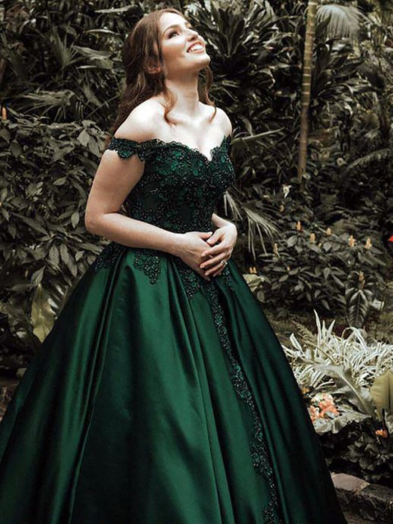 dark green evening gown