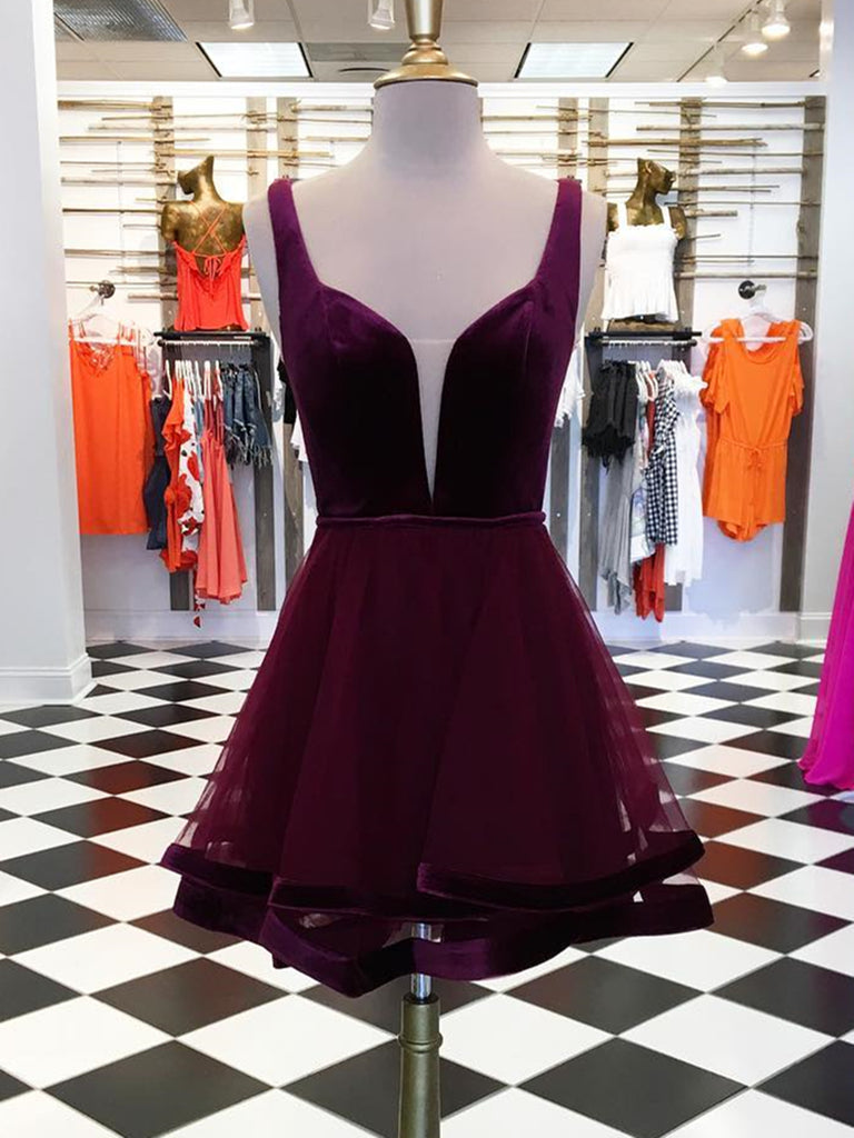 purple short formal dress