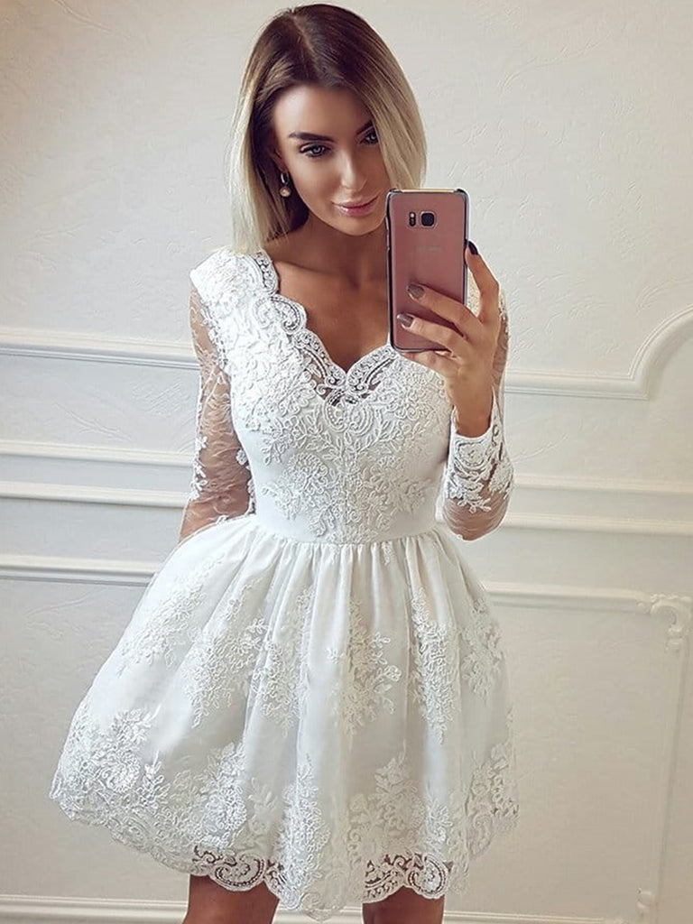 white long sleeve short dress