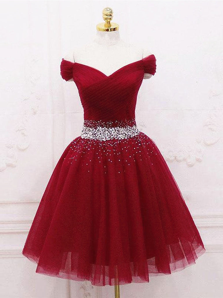 Short Red Prom Dresses Off The Shoulder ...