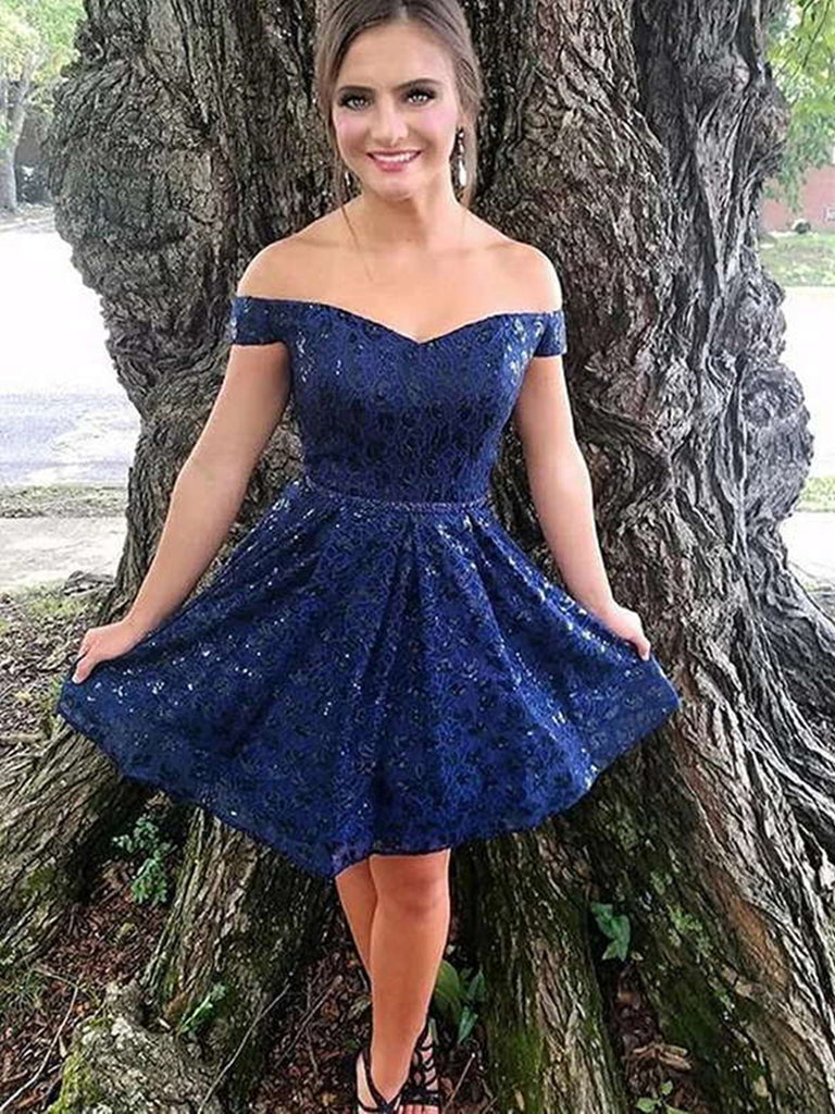 short navy blue dress formal