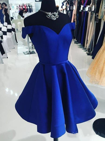 Off Shoulder Short Royal Blue Prom Dresses, Short Royal Blue Graduatio ...