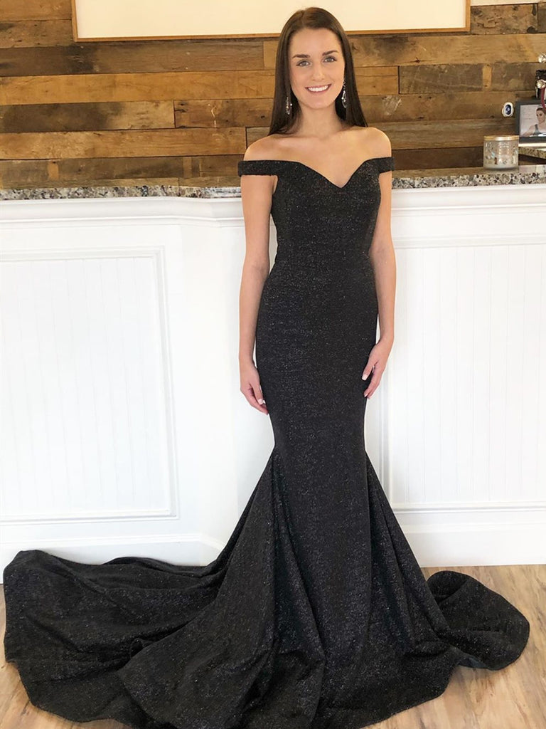 black mermaid dress with train