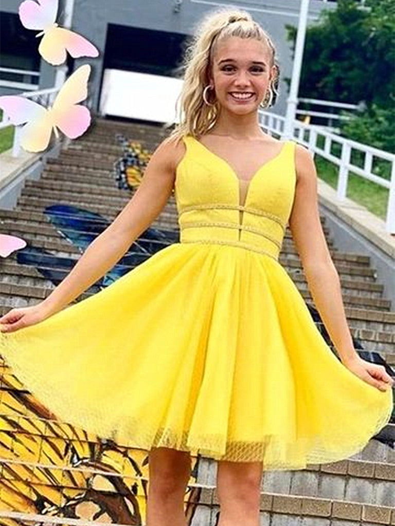 yellow shiny dress