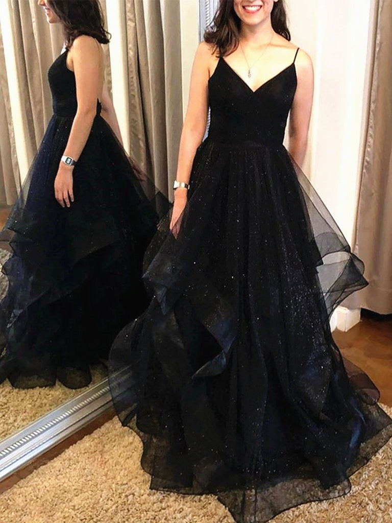 black shiny gown