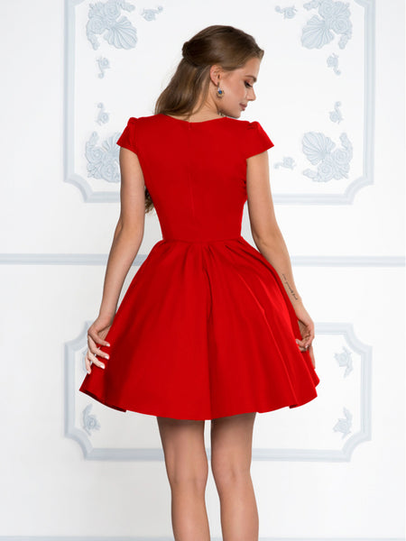 Short Sleeves Short Navy Blue/Red/Burgundy Prom Dresses, Short Sleeves ...
