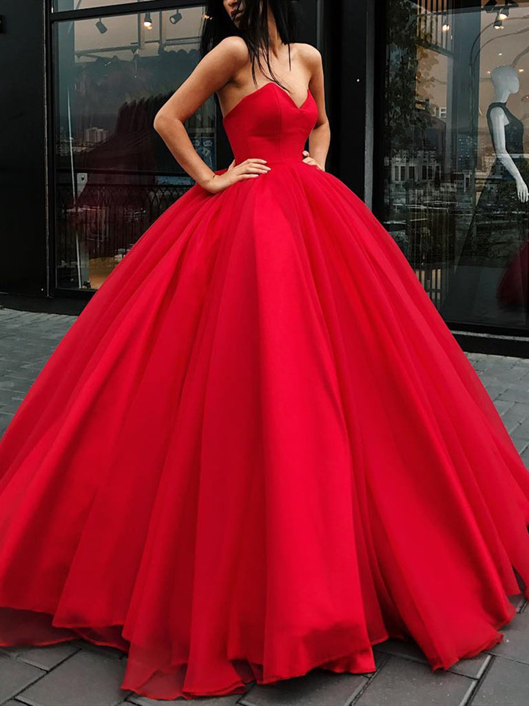 floor length red gown