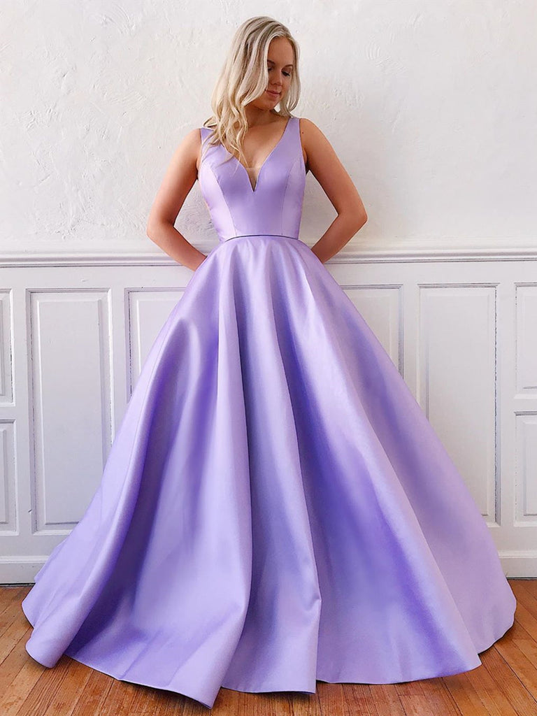 purple satin dress long