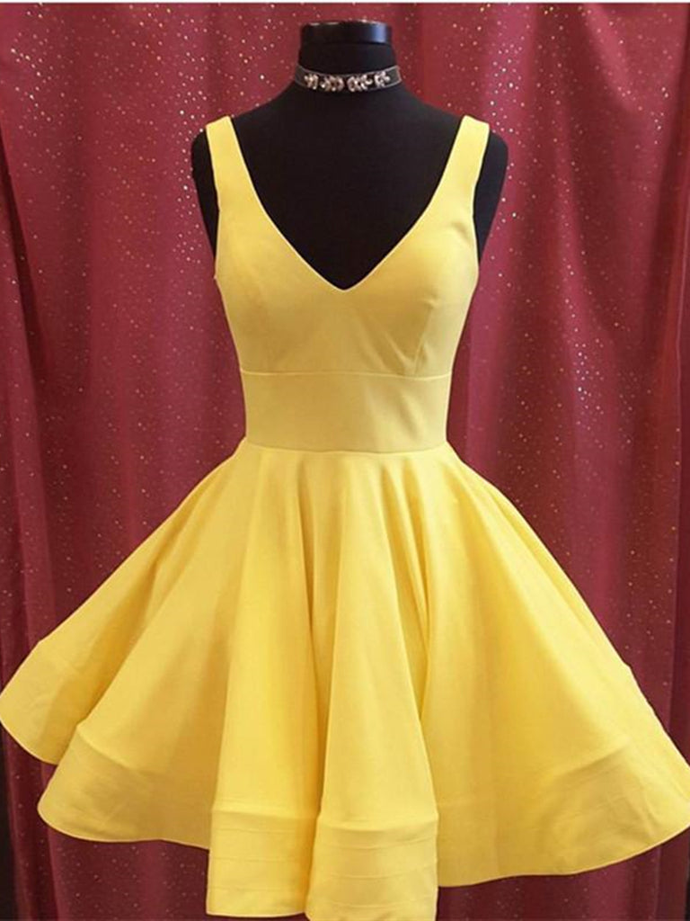 short formal yellow dresses