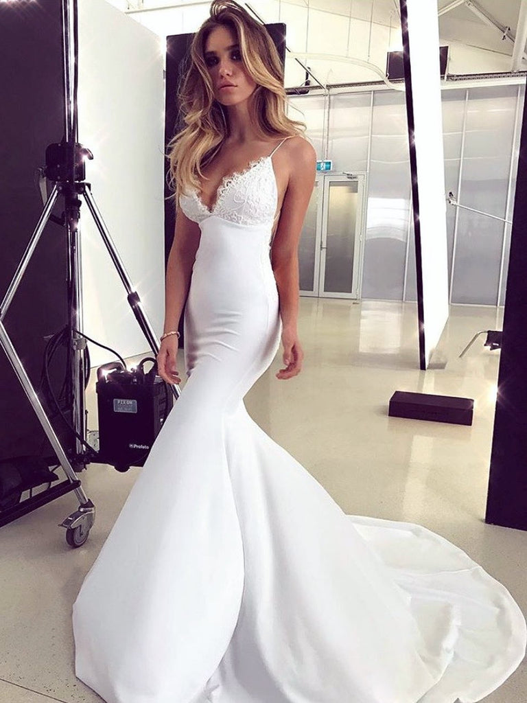 white mermaid bridesmaid dresses