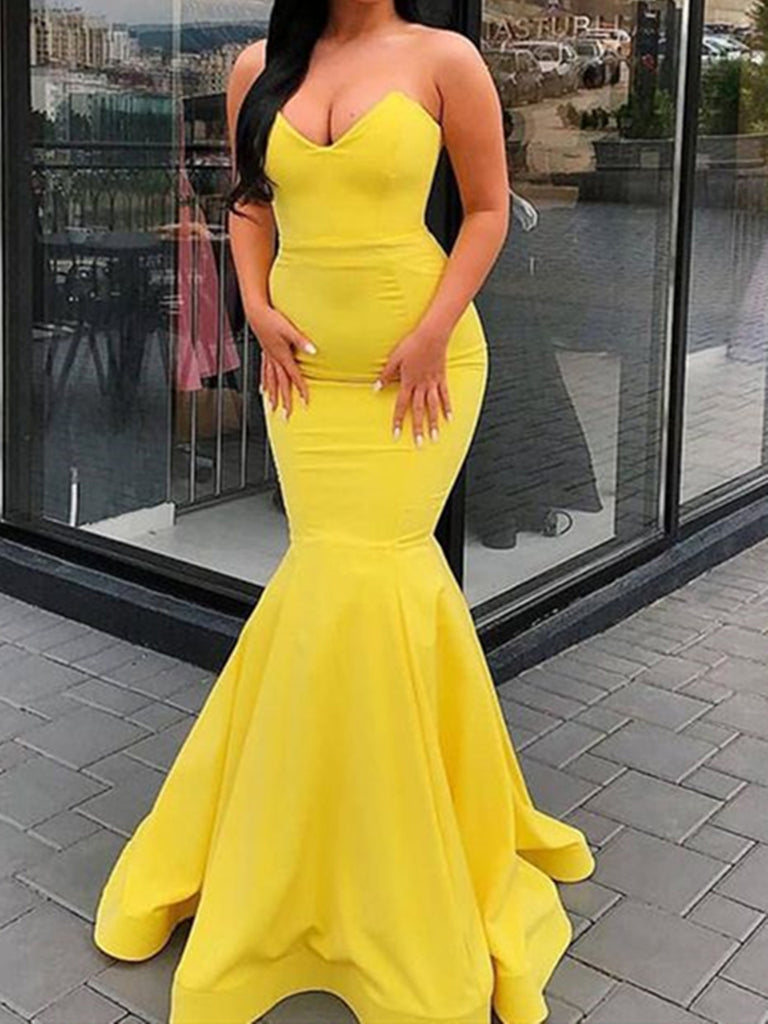 yellow long evening dress