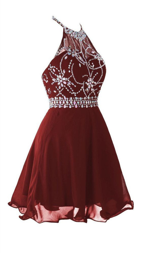 burgundy halter top dress