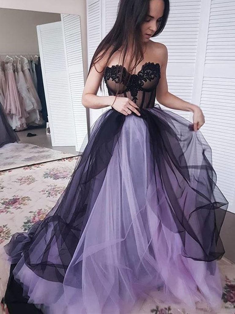 black tulle formal dress