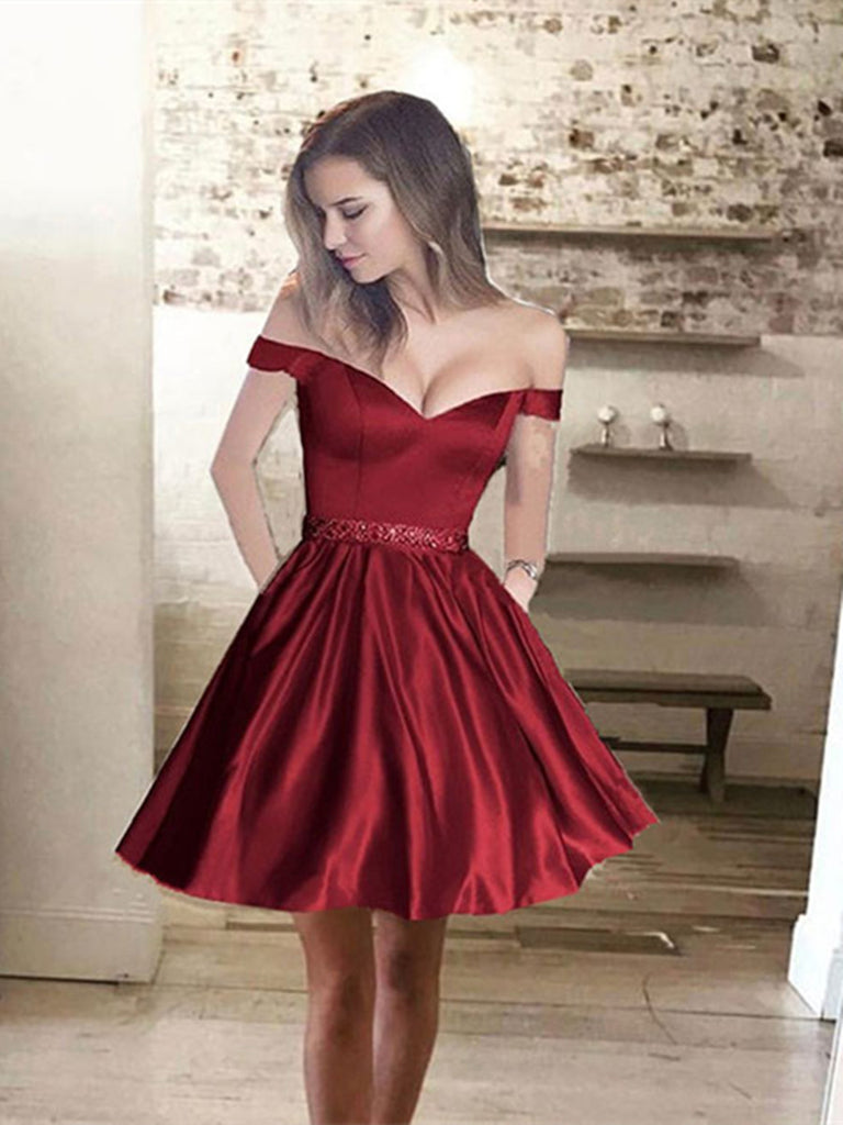 off the shoulder formal dresses short