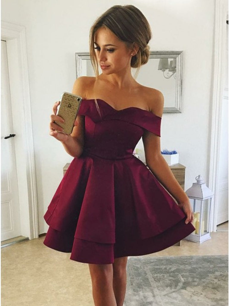 off the shoulder prom dresses short