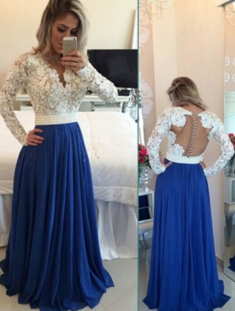 navy blue and white prom dresses