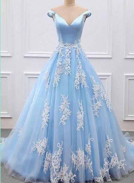 pink and blue prom dress