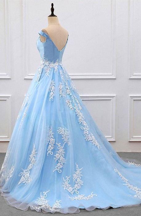 light blue floor length dress